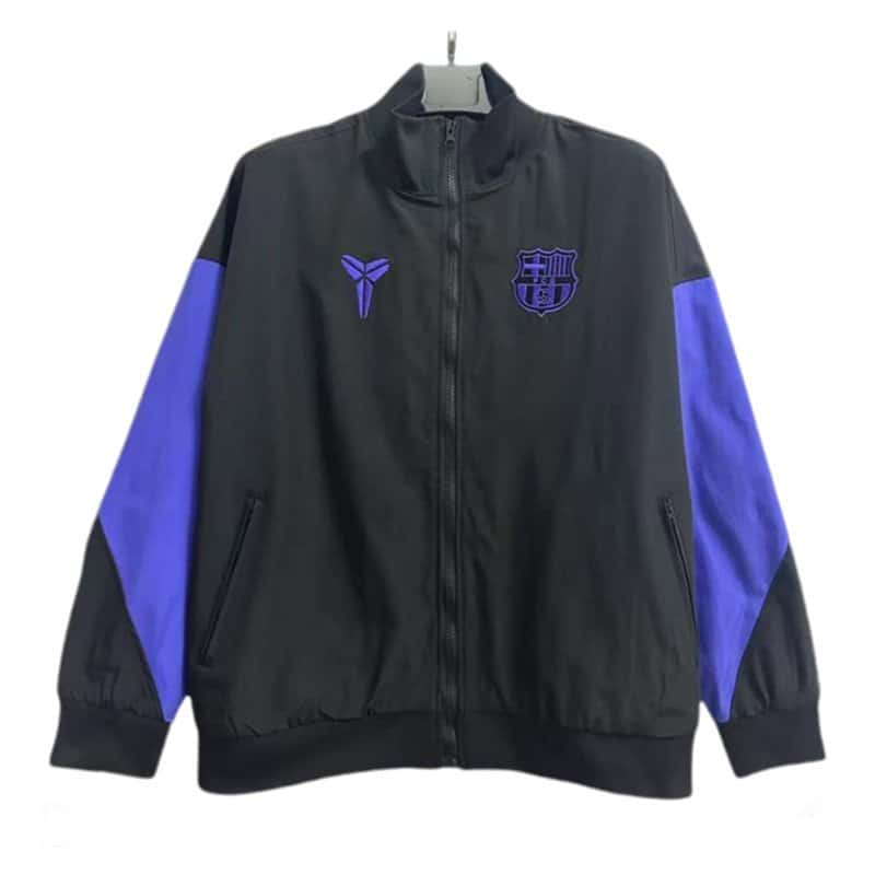 Barcelona 25/26 Black Windbreaker Jacket - Front View
