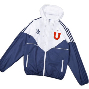 Universidad de Chile Training Windbreaker - White and Blue - Front View