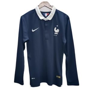 France 2014 Home Jersey - Long Sleeve Retro Version - Front View