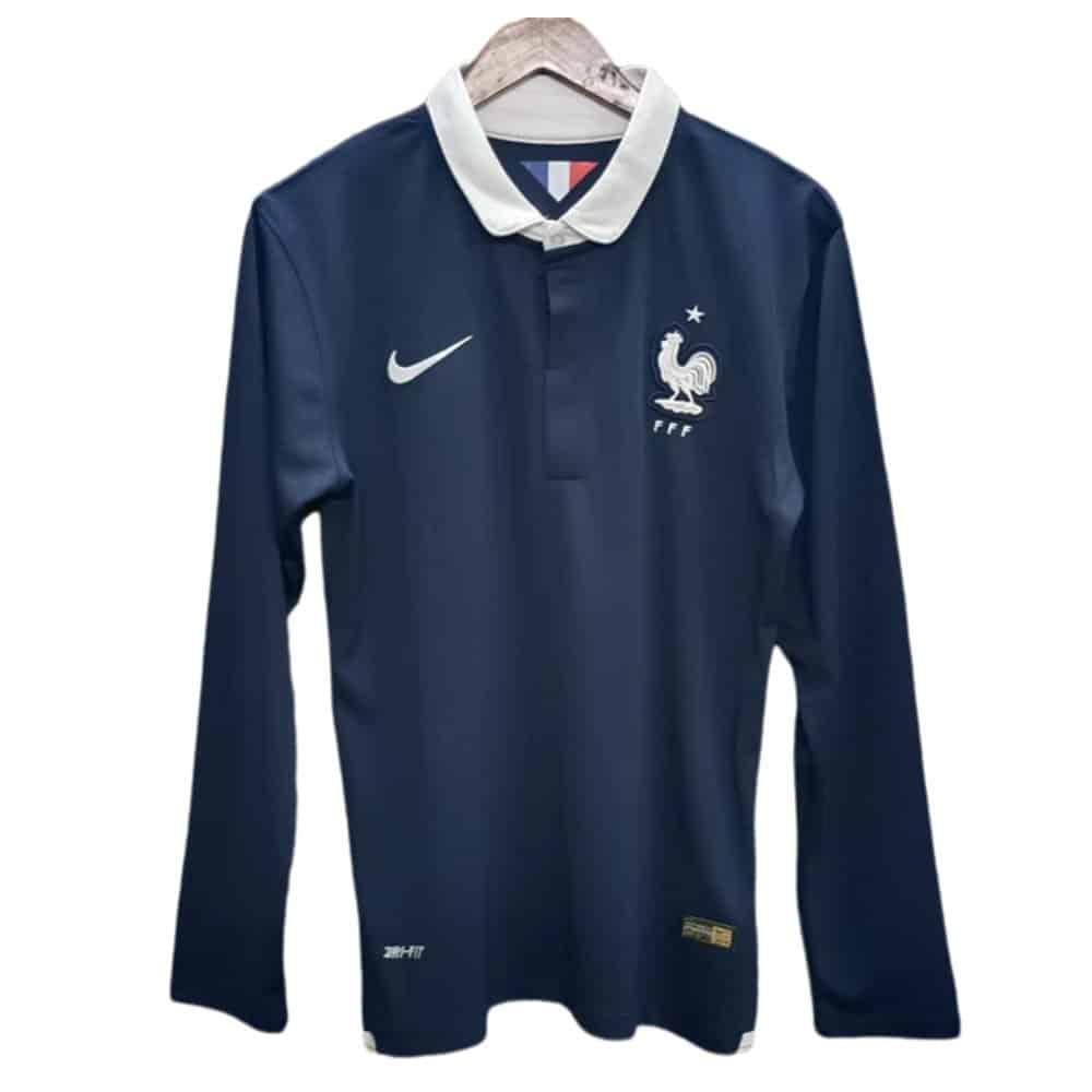 France 2014 Home Jersey - Long Sleeve Retro Version - Front View