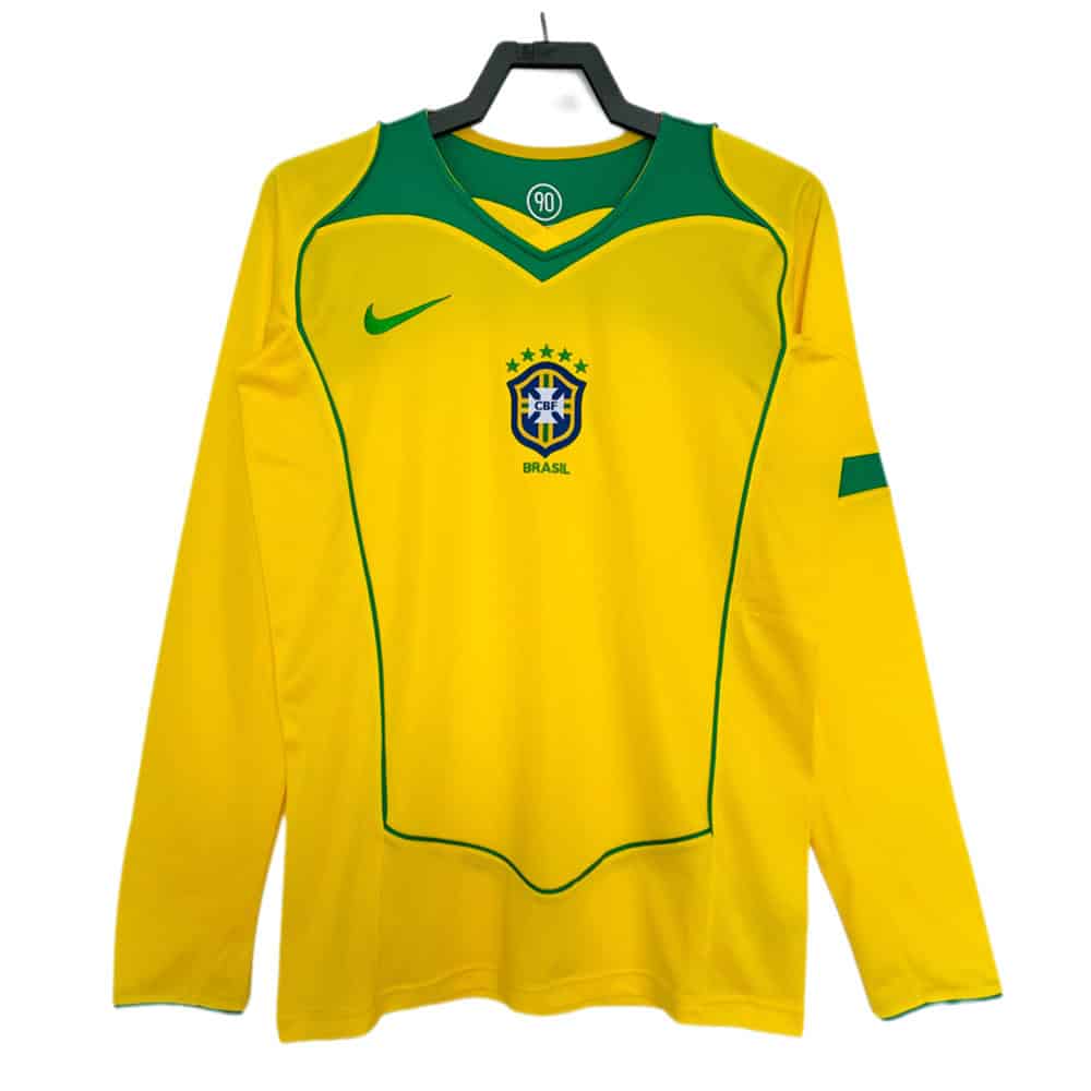 Brazil 2004 Home Jersey - Long Sleeve Retro Version