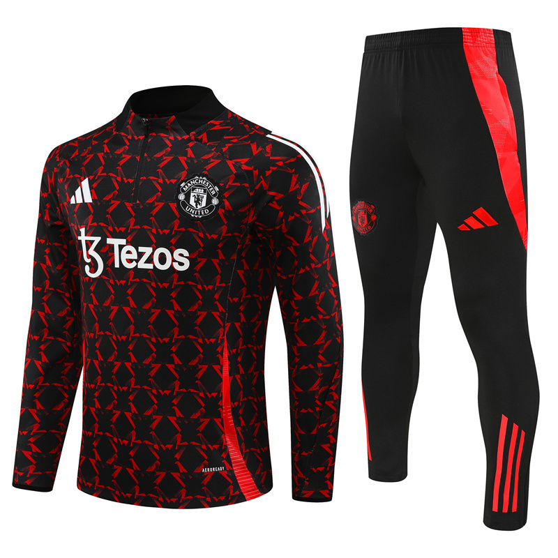 Manchester United 24/25 Half-zip Red Black Training Kit