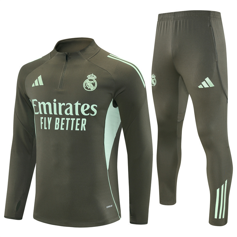 Real Madrid 25/26 Half-zip Khaki Training Kit