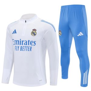 Real Madrid 25/26 Half-zip White + Light Blue Trousers Training Kit