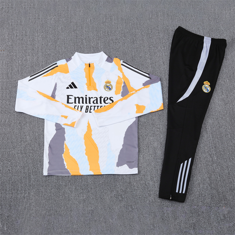 Real Madrid 25/26 Half-zip White Yellow Training Kit - Image 2